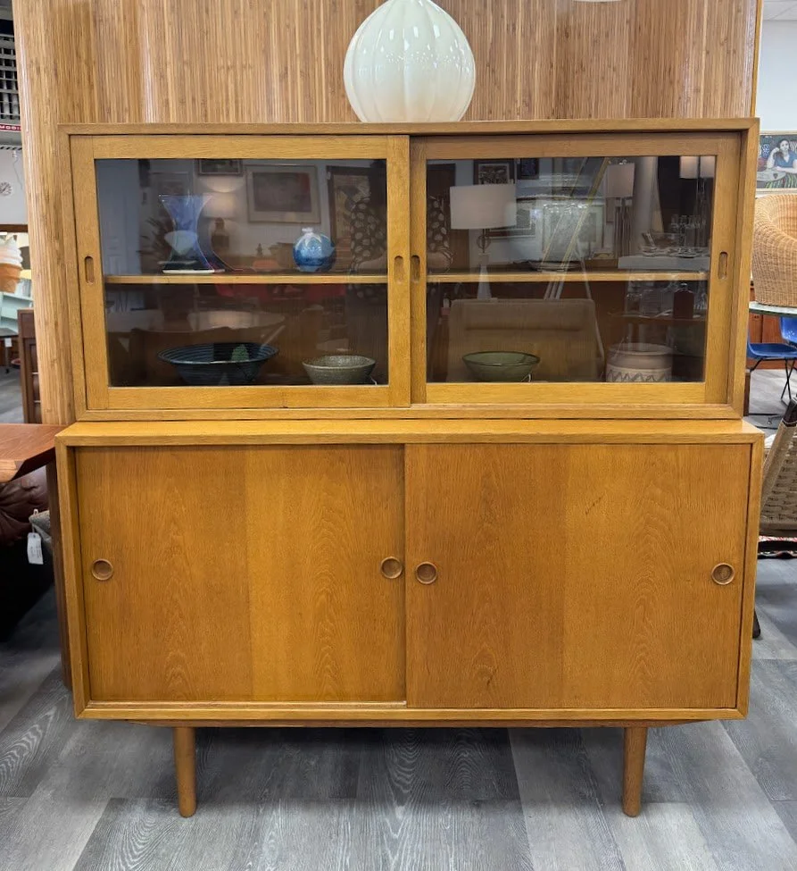 Mid Century Danish Oak Two Piece Hutch by Borge Mogensen 53"w 18.75"d 56.25"h