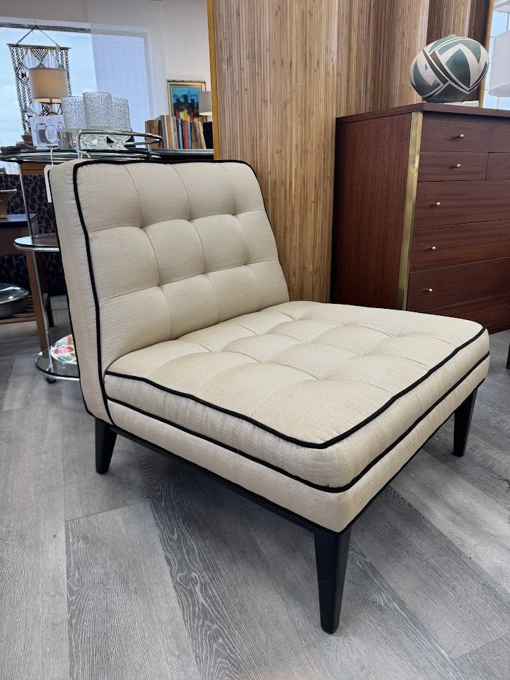 Vintage Dunbar Style Slipper Chair w Original Upholstery