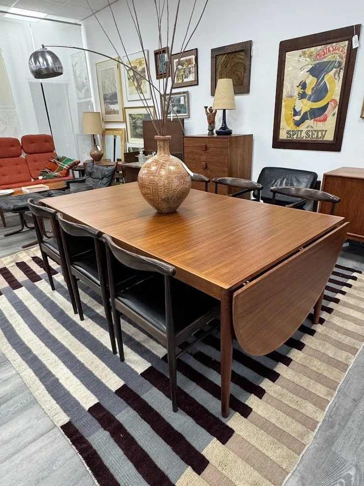 Vintage 1960s Danish Teak Arne Vodder for Sibast Drop Leaf Dining Table w 2 Insert Leaves Fully Restored 