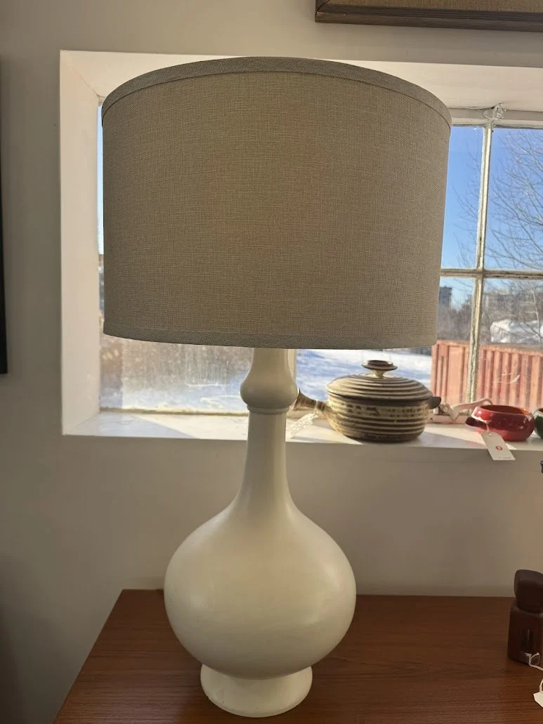 Large Scale White Matte Finish Mid Century Lamp