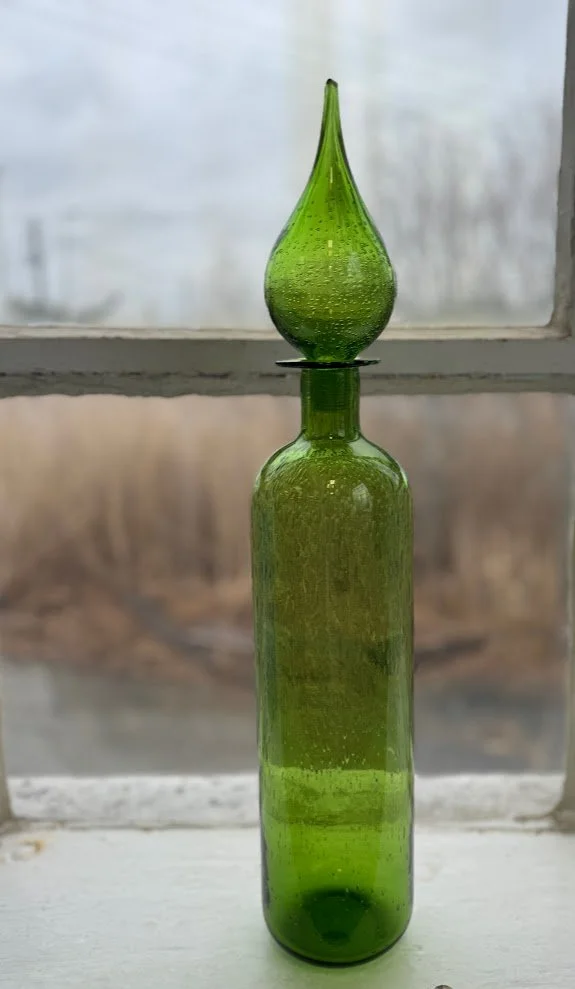 Beautiful Tall Glass Genie Bottle w Teardrop Shaped Stopper