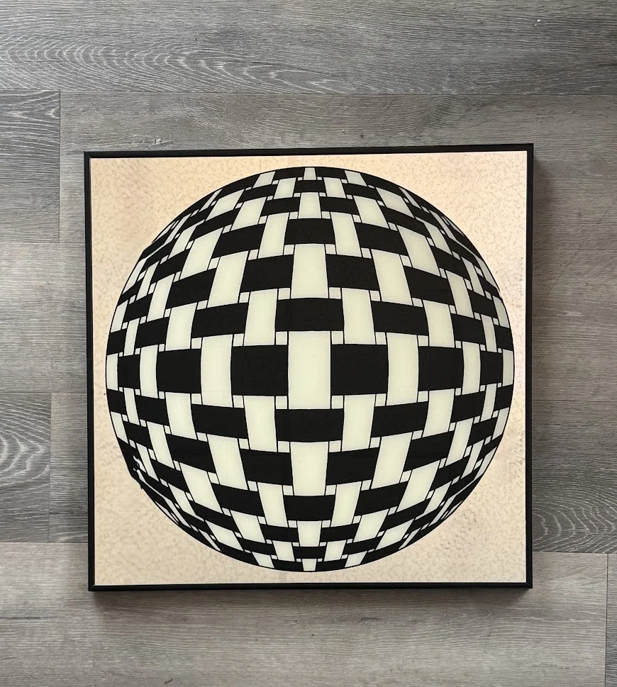 Vintage 1970s Op Art Printed Mirror