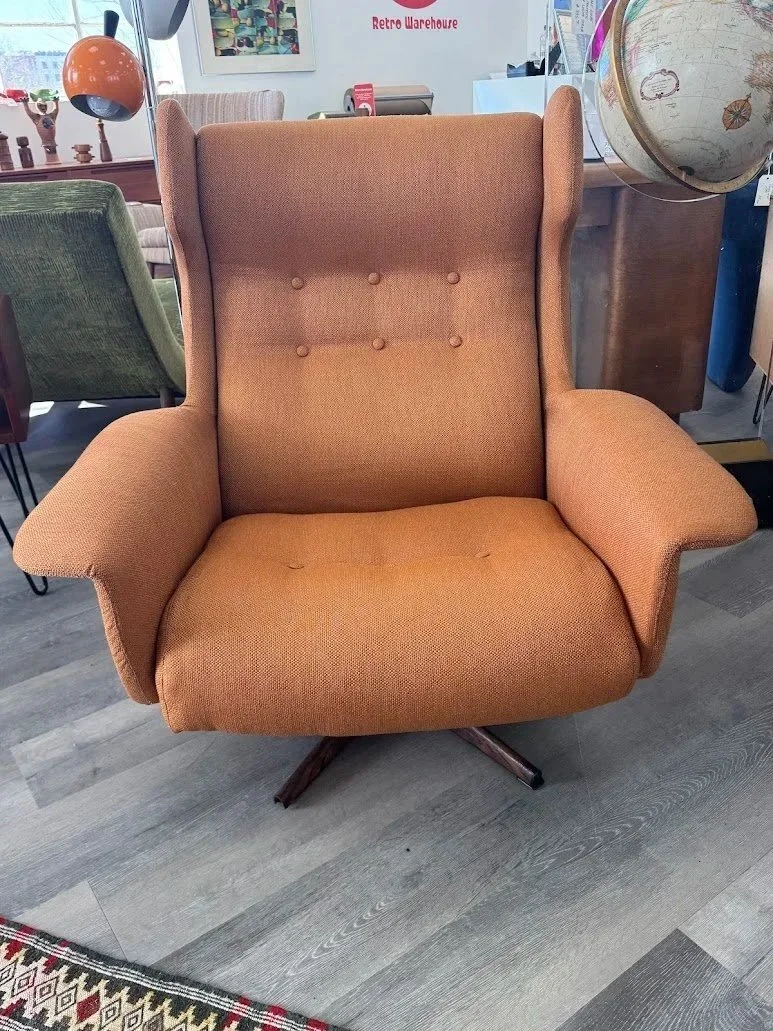 Vintage Mid Century Swiveling & Reclining Lounge Chair by Bramin Denmark - Re-upholstered