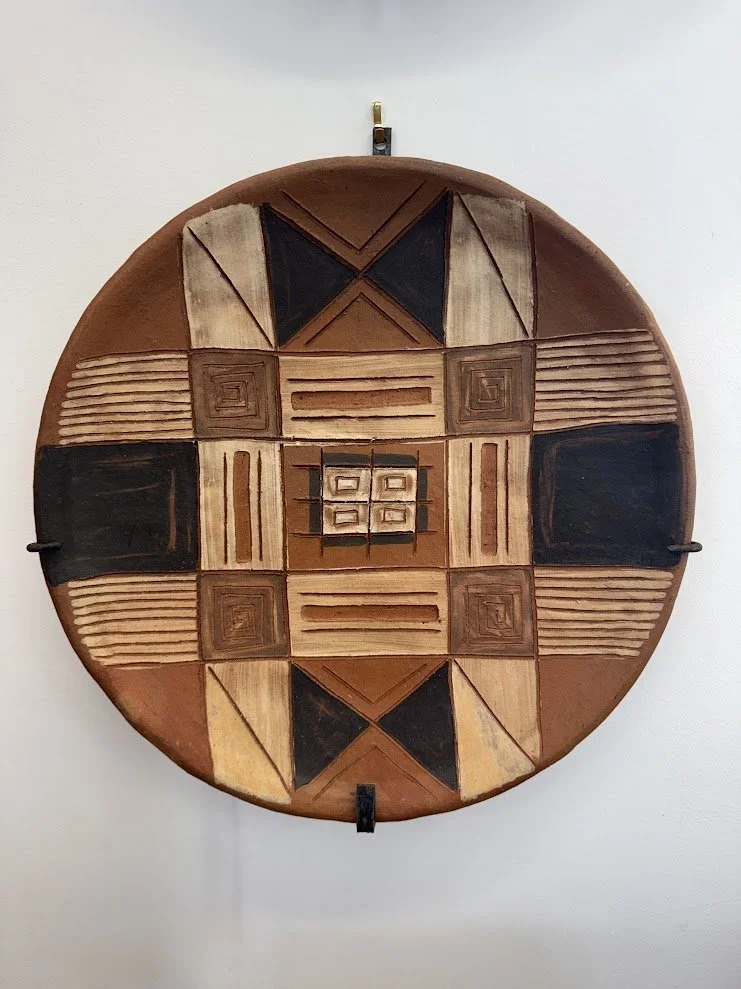 Large Handcrafted Terra Cotta Dish w Metal Wall Hanger
