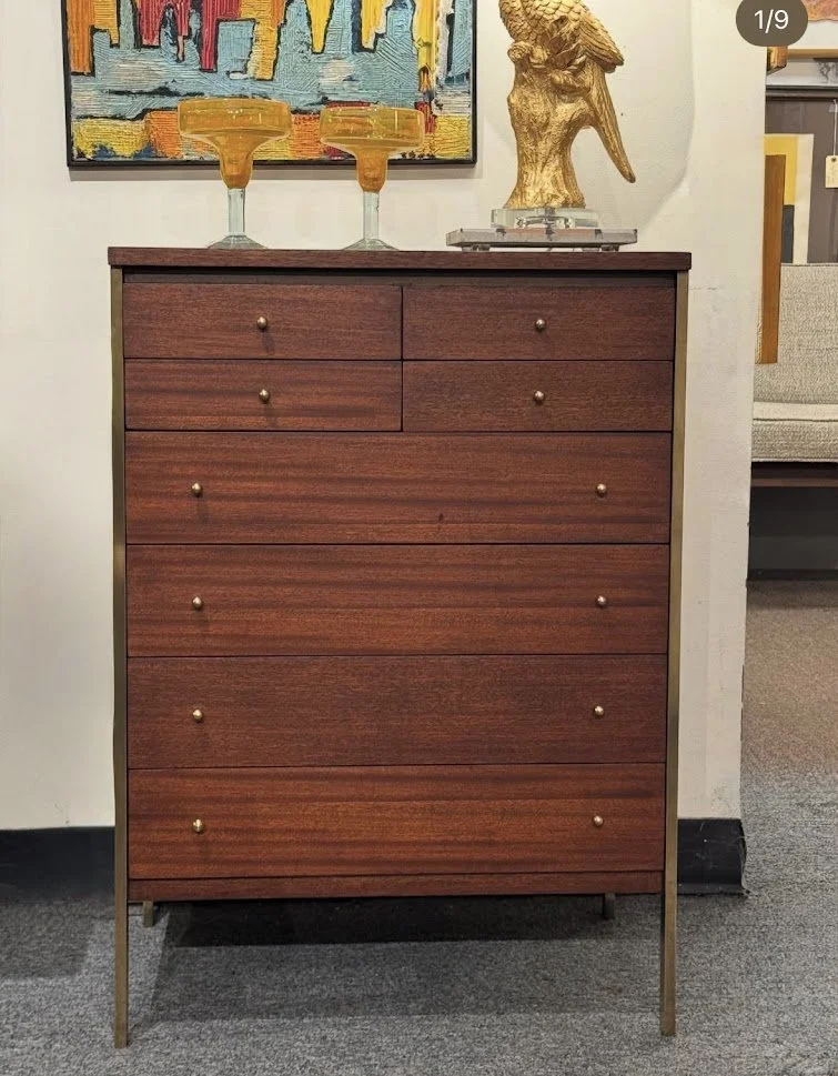 Vintage Paul McCobb Connoisseur Line Petite Mahogany and Brass Chest - Completely Restored