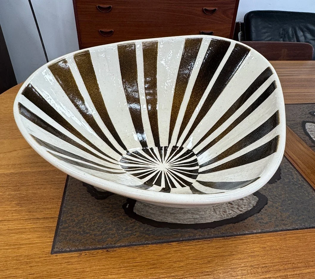 Fabulous Large Handcrafted OP Art Style Ceramic Bowl