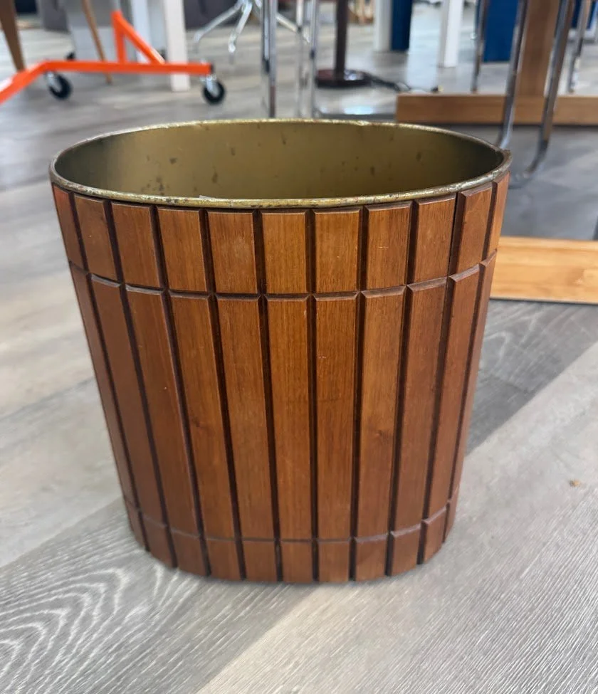 Vintage Walnut Trash Can