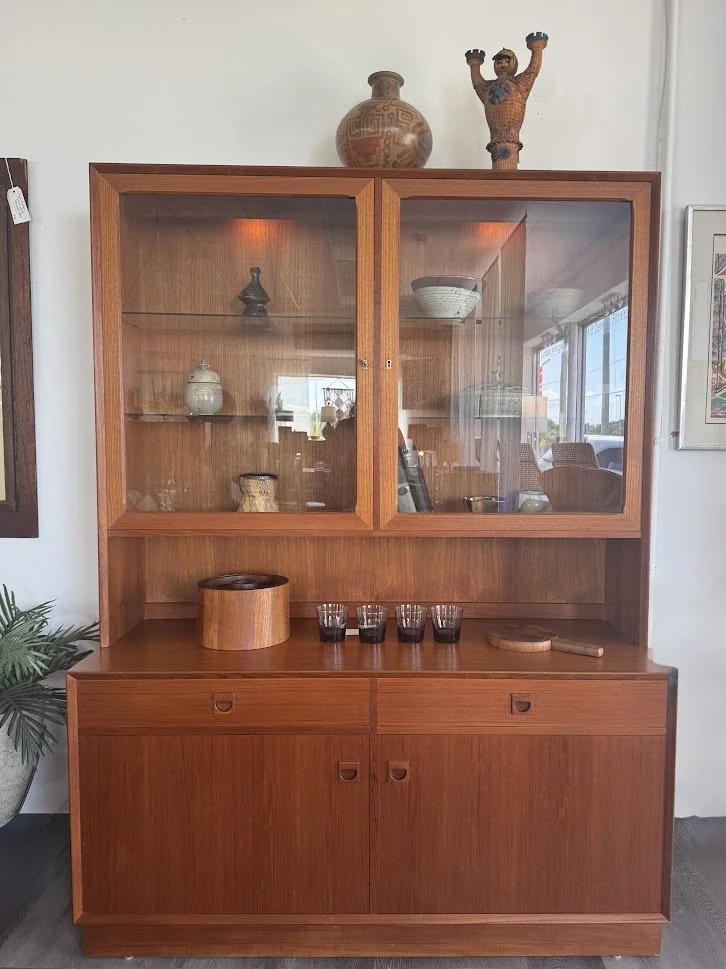 Mid Century Danish Teak Two-Piece Hutch by Erik Brouer