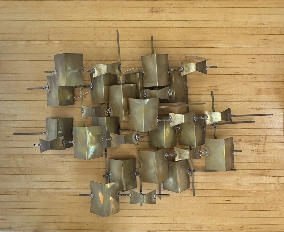 Brutalist Metal Brass Wall Sculpture