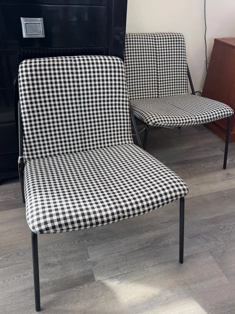 Pair of Fabulous Contemporary Black & White Checked Chairs by M.A.D