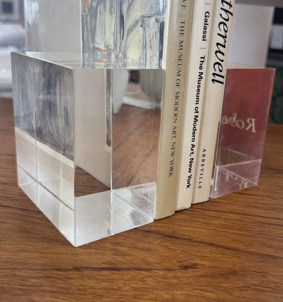 Pair of Vintage Lucite Block Bookends