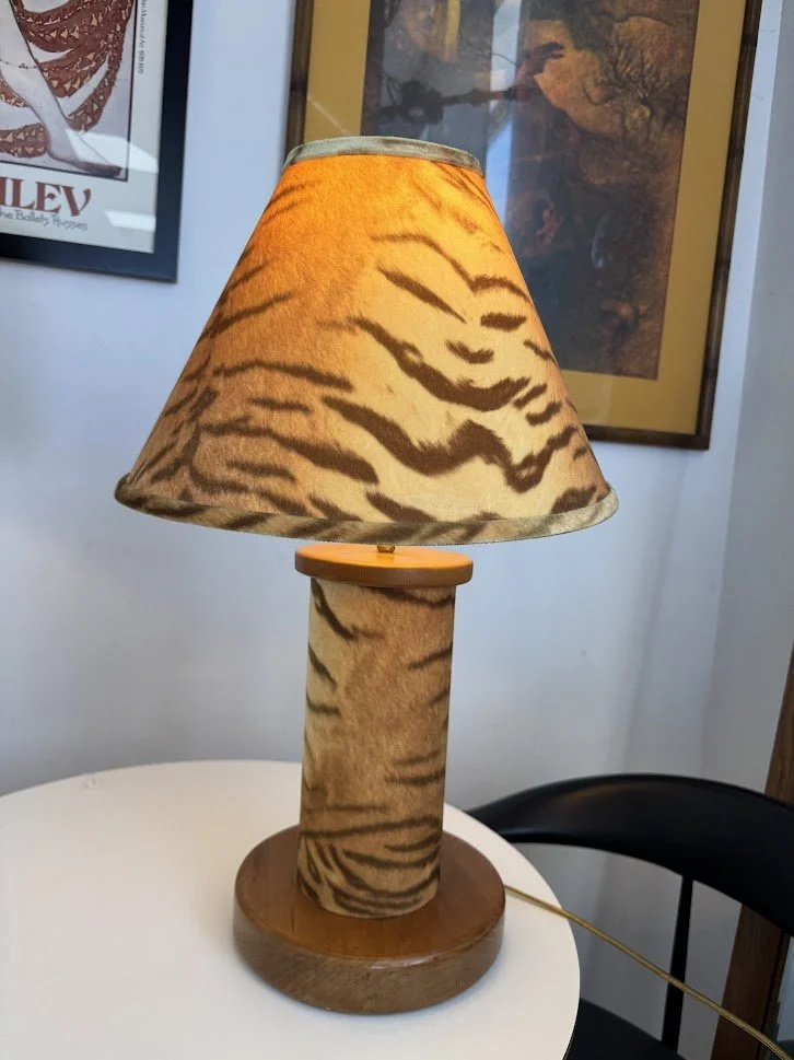 Funky Vintage Flocked Faux Tiger Lamp