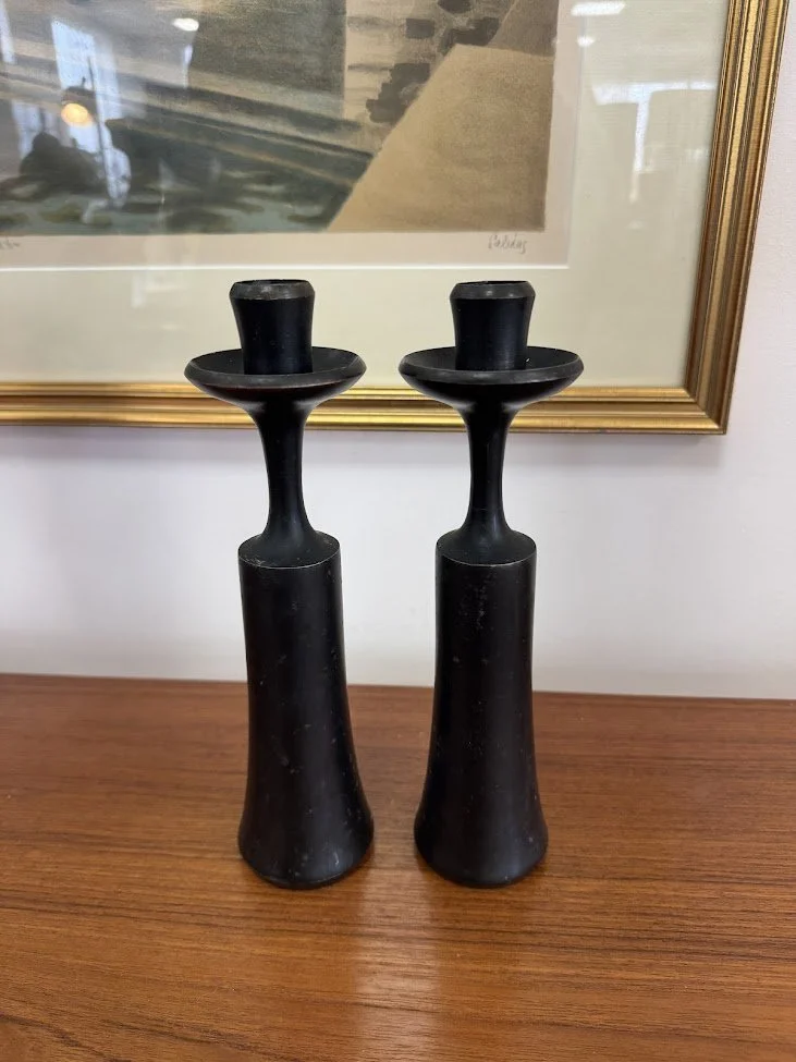 Pair of Vintage Dansk Bronzed Metal Candle Holders Jens Quistgaard Design