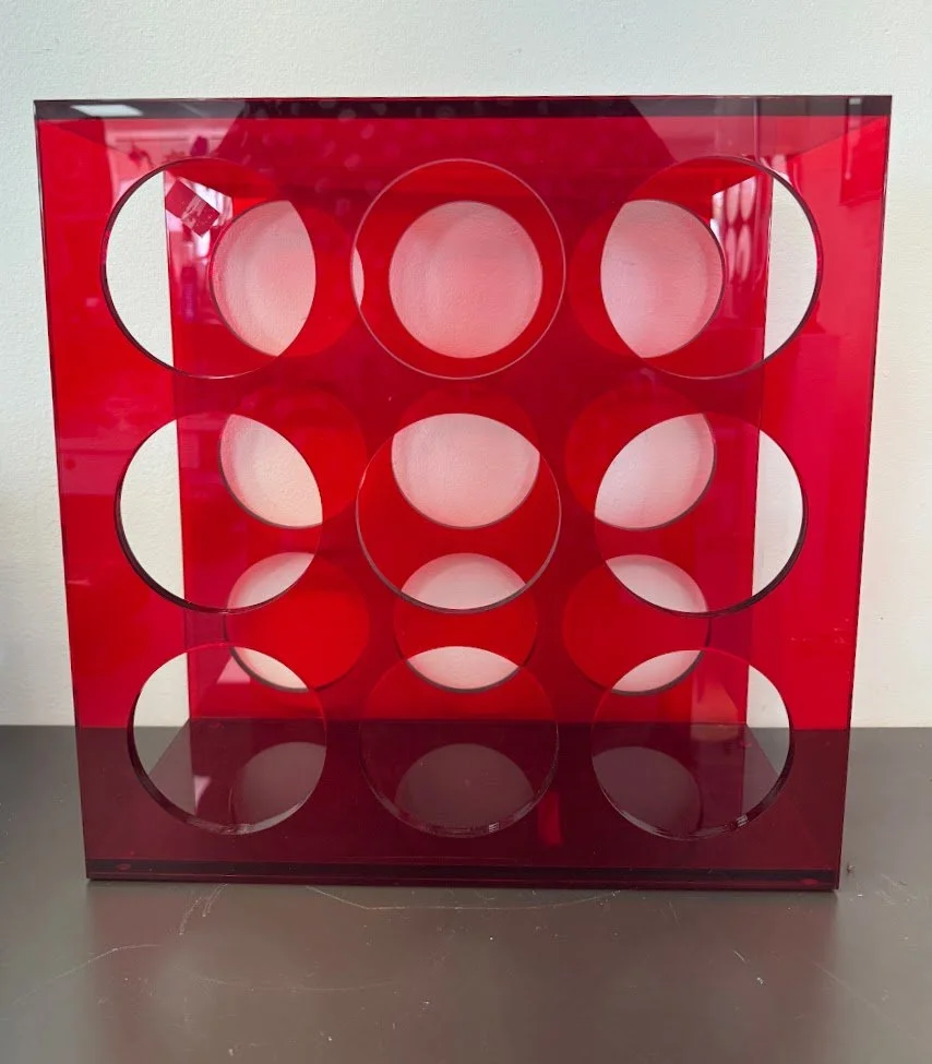 Red Lucite Wine Bottle Rack