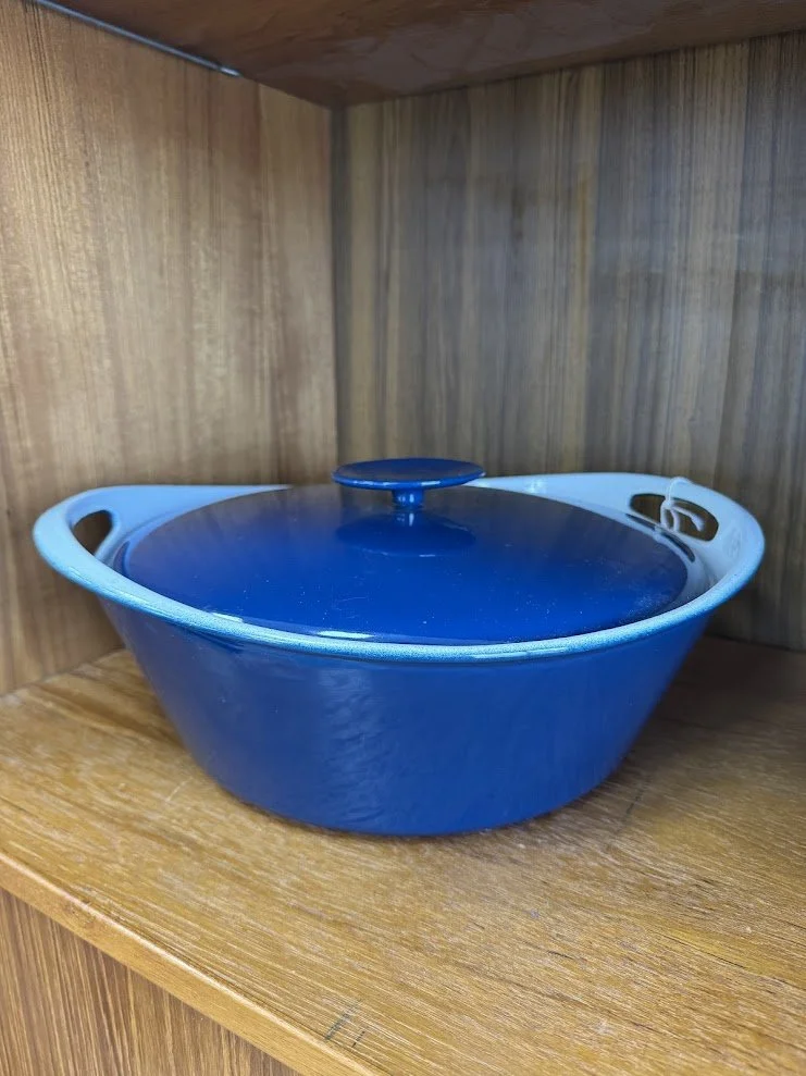 Vintage Large Blue Covered Dutch Oven Michael Lax Design for Copco Denmark