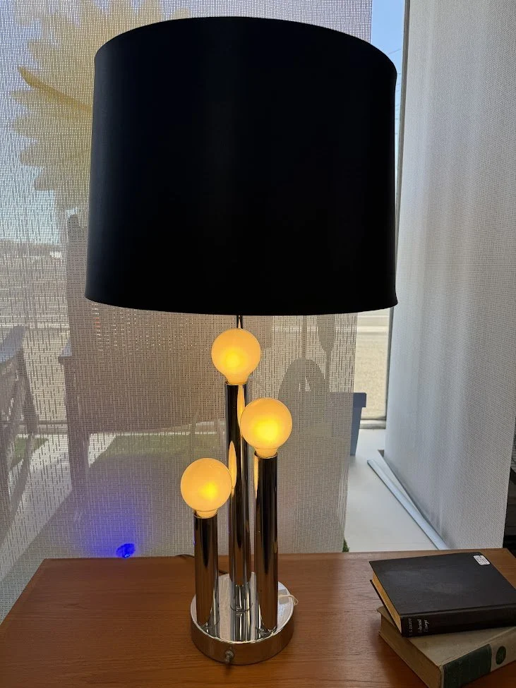 Vintage Robert Sonneman Chrome Pillar Table 