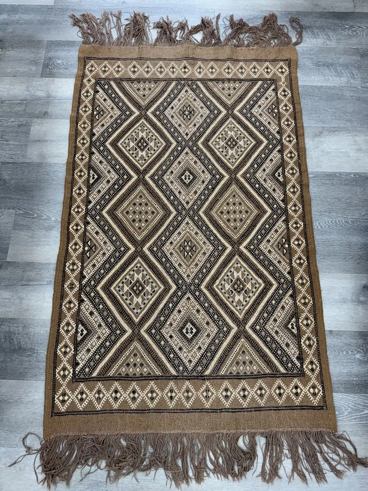 Vintage Hand Knotted Wool Moroccan Rug 5'4" x 2'9"