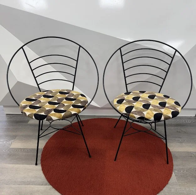 Pair of Mid Century Hoop Chairs Repainted and  Re Upholstered