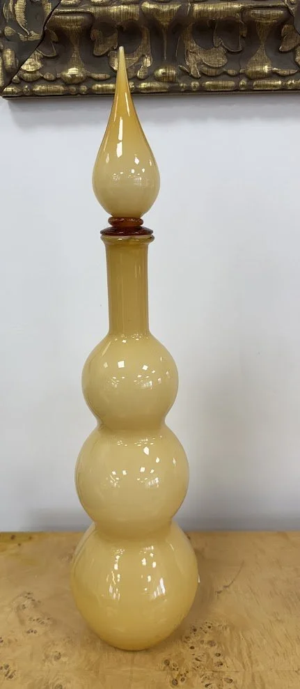 Vintage Large Tiered Cased Glass Genie Bottle by Empoli
