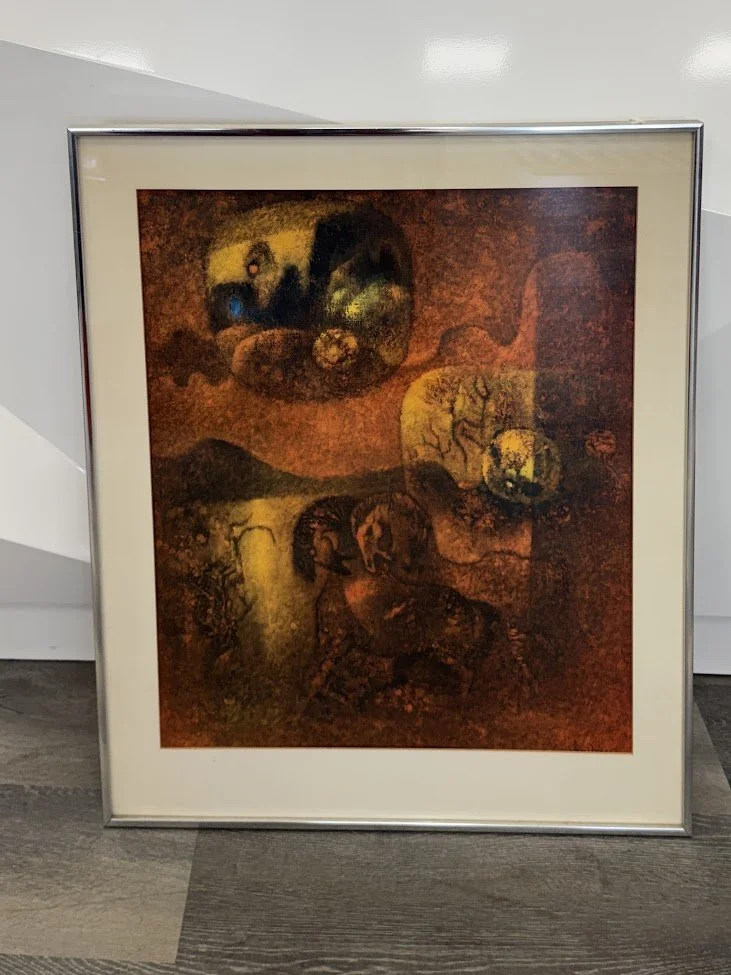 Abstract Hoi Lebadang Horses Print c1970s 24.5" x 29.25"