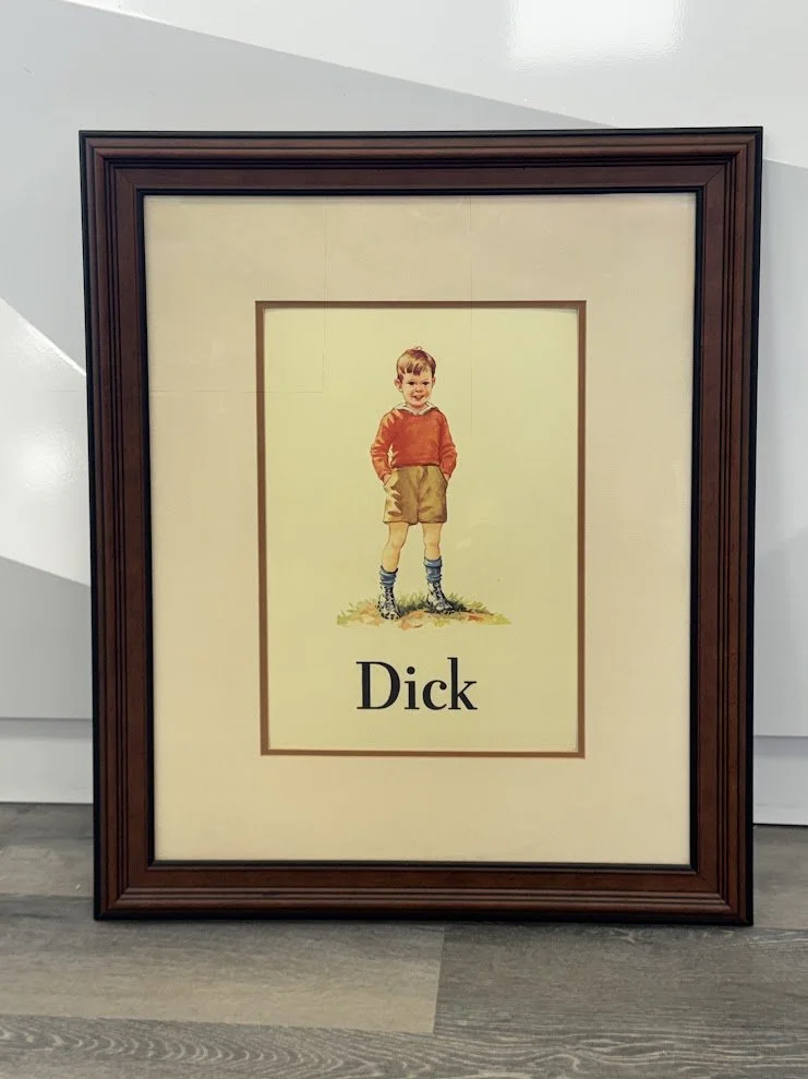 Vintage Framed Page from an Oversized Dick and Jane Book 24"w by 29"H