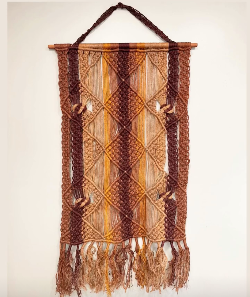 Vintage Handwoven Macrame Tapestry