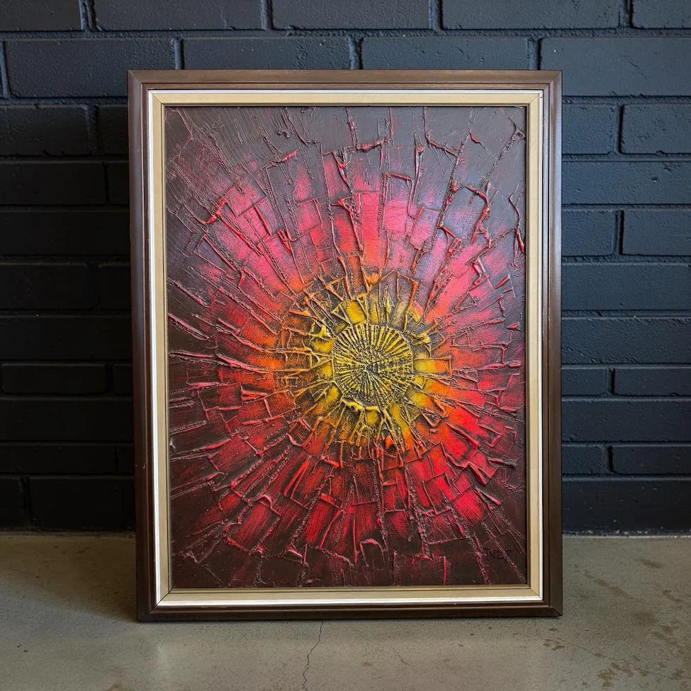 Large Scale Vintage 1970s "Implosion" Impasto Style Painting by Windsor Art Products 
36" x 46"