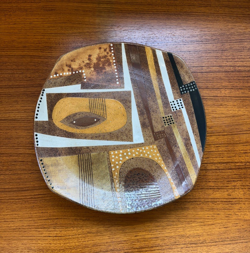 Lovely Handcradfted Plate w Fabulous Geometric Pattern