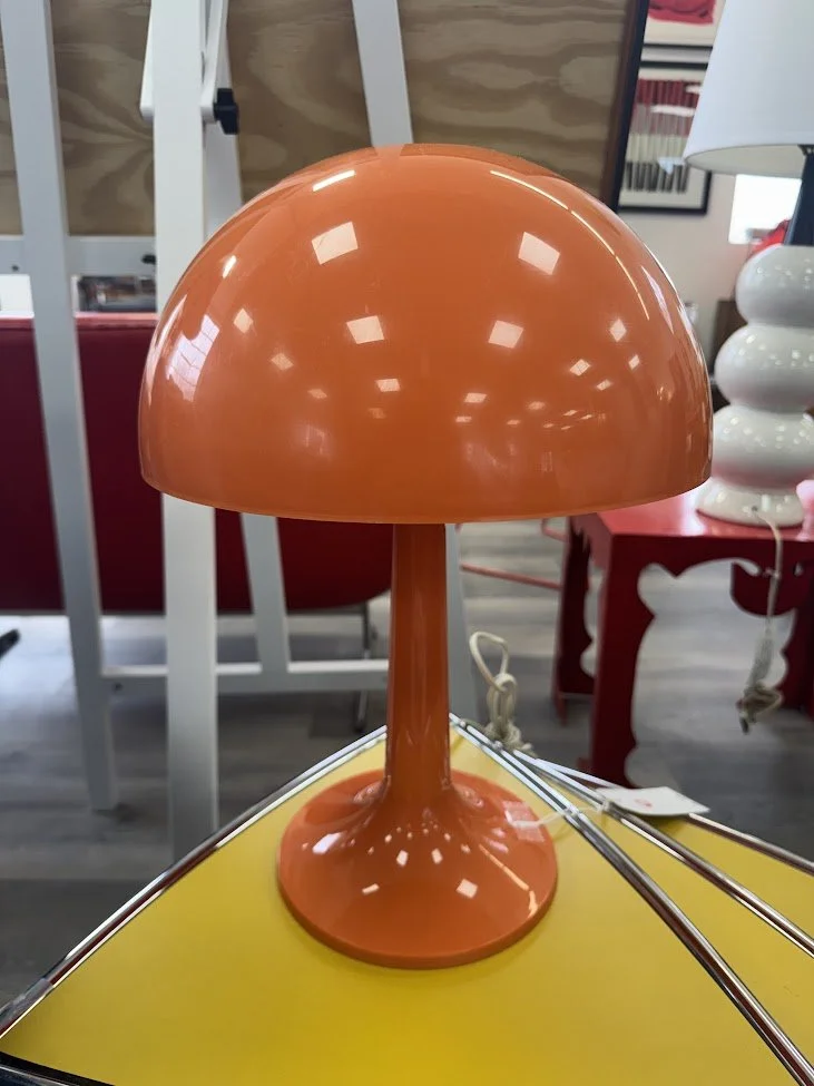 Vintage Orange Plastic Mushroom Lamp