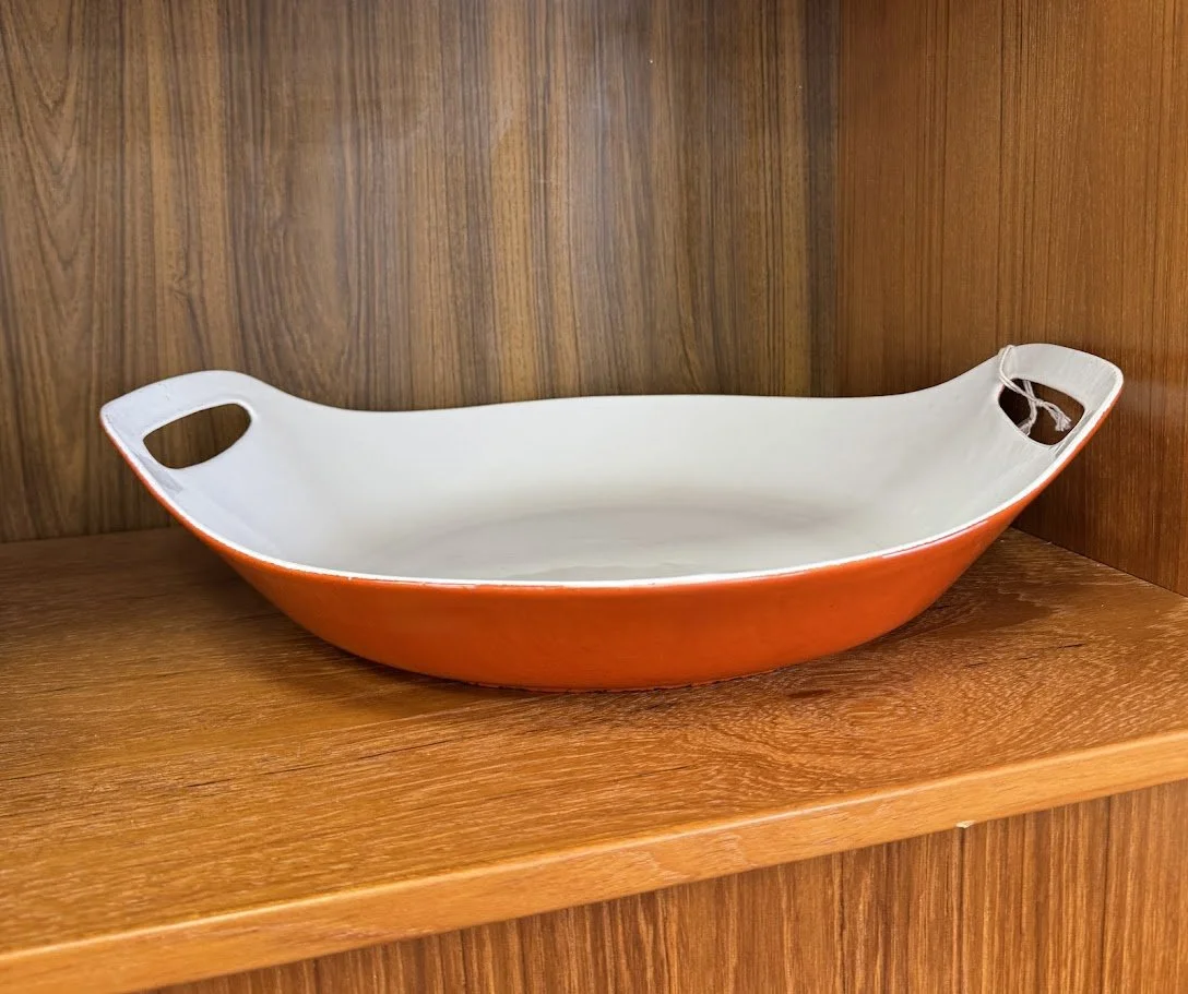Large Orange Cast Iron w Enamel Skillet Michael Lax Design for Copco