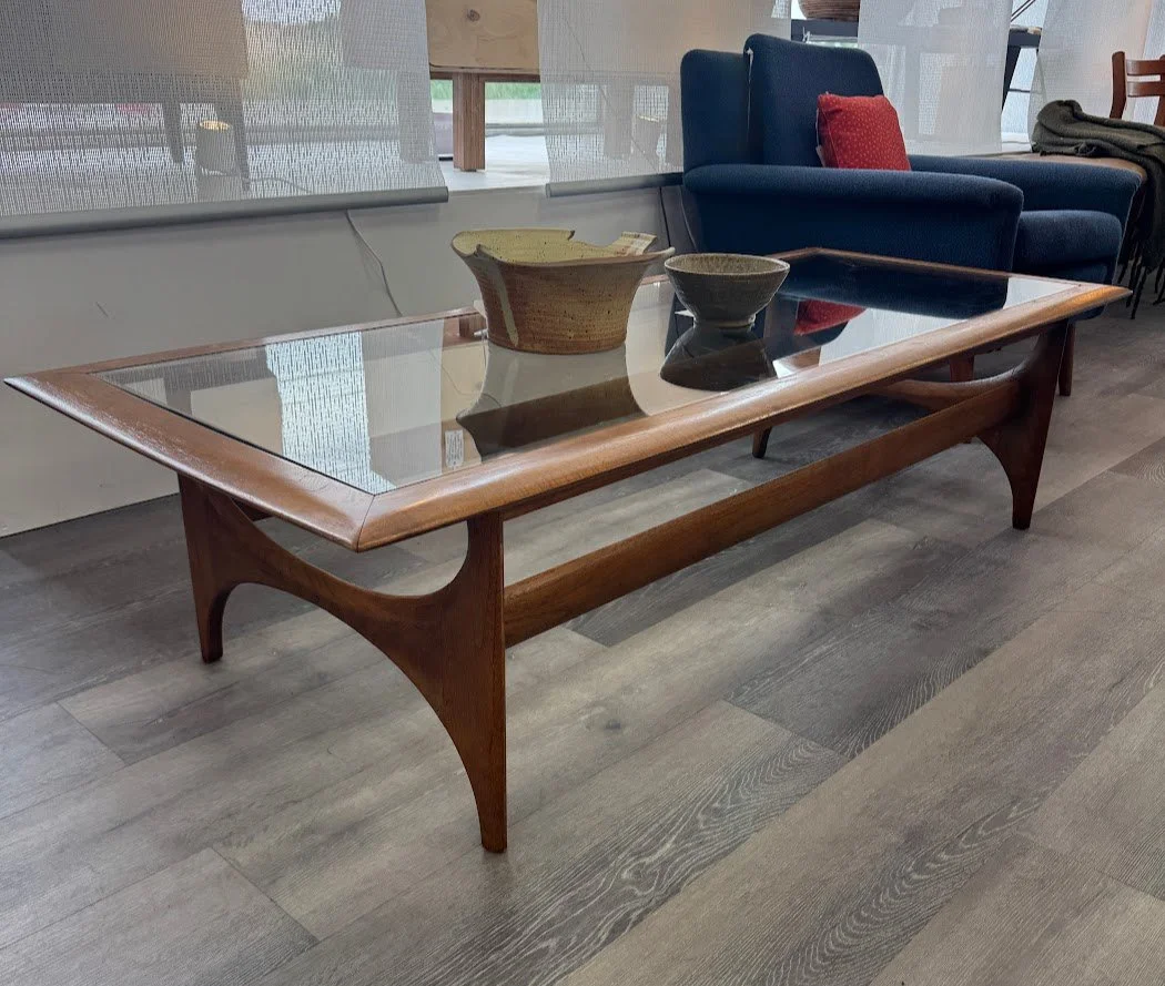Mid Century Lane Silhouette Glass Top Coffee Table