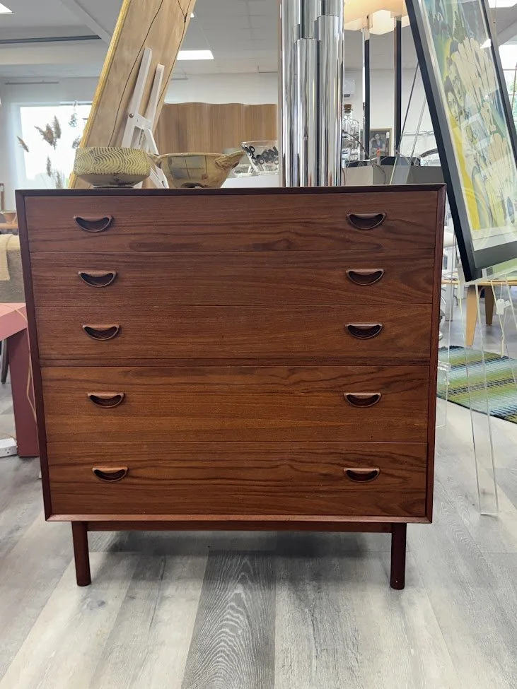 Peter Hvid and Orla Molgaard Danish Modern Solid Teak 5 Drawer Chest 35.5" x 19" x 37"h