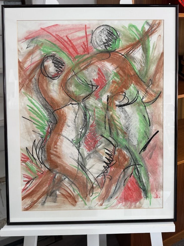 Original Colorful Figural Pastel Drawing 22.25" x 28.5"
