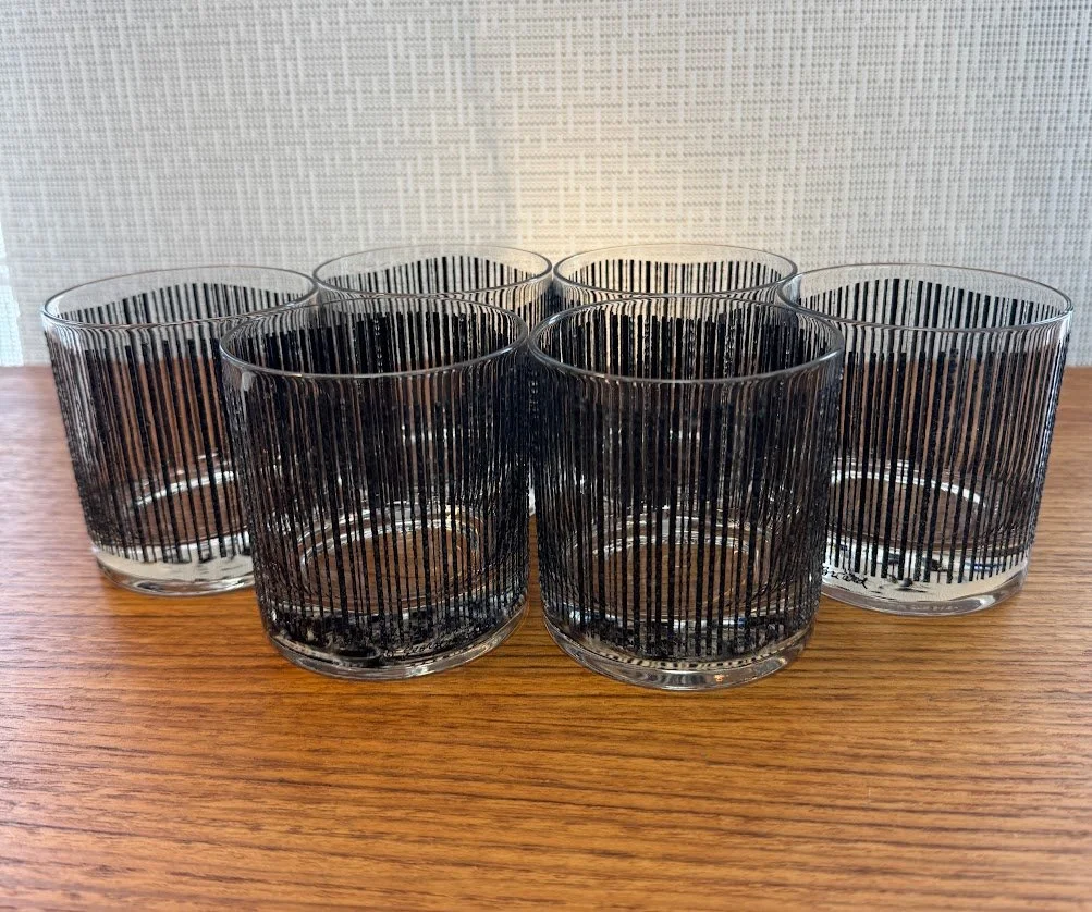 Set of 6 Mid Century Icicle Rocks Glasses by Georges Briard