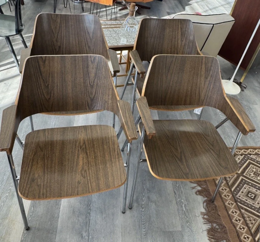 Set of 4 Vintage Bent Plywood Chairs by Hanno Von Gustedt for Thonet