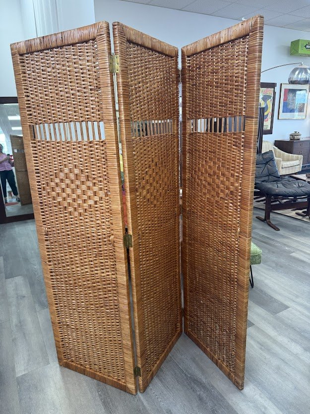1970s Woven Rattan Room Divider