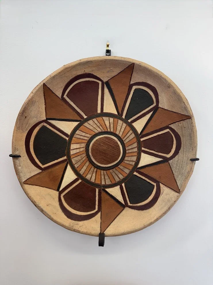 Large Handcrafted Terra Cotta Dish w Metal Wall Hanger