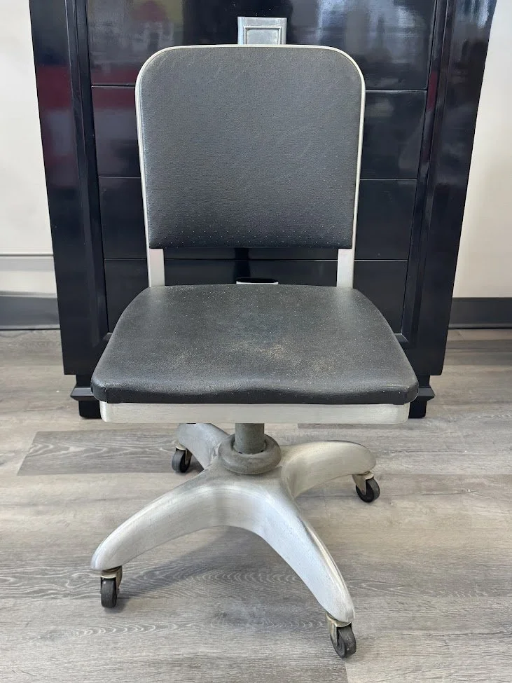 Vintage 1930s-40s Good Form Tanker Style Aluminum Swivel Desk Chair