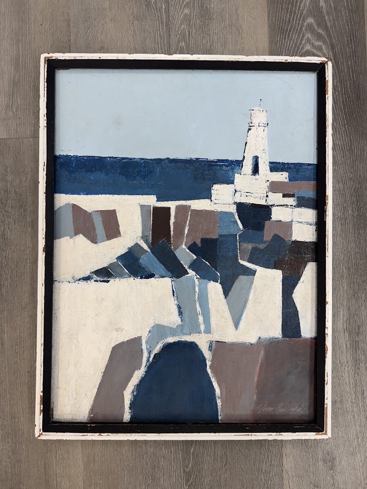 Vintage Artist Signed Seaside Painting 1980