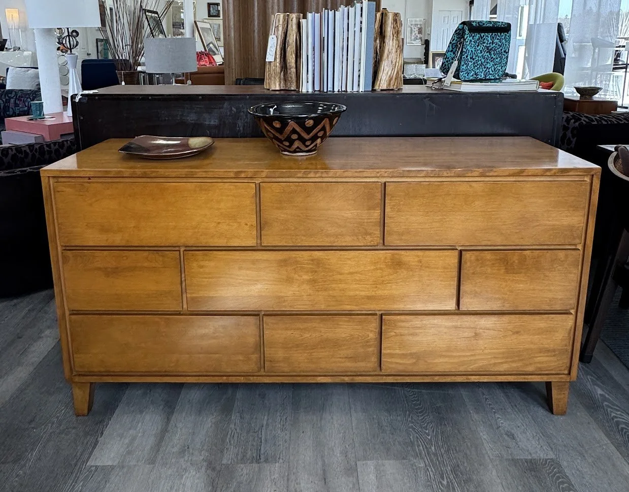 1950s Solid Birch 9 Drawer Chest by Russel Wright for Conant Ball