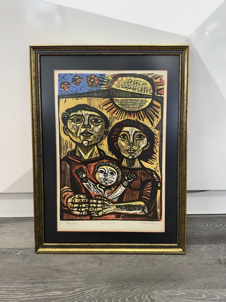 Original Irving Amen Block Print "Hope" Artist's Proof Signed 17.5" x 23.5"