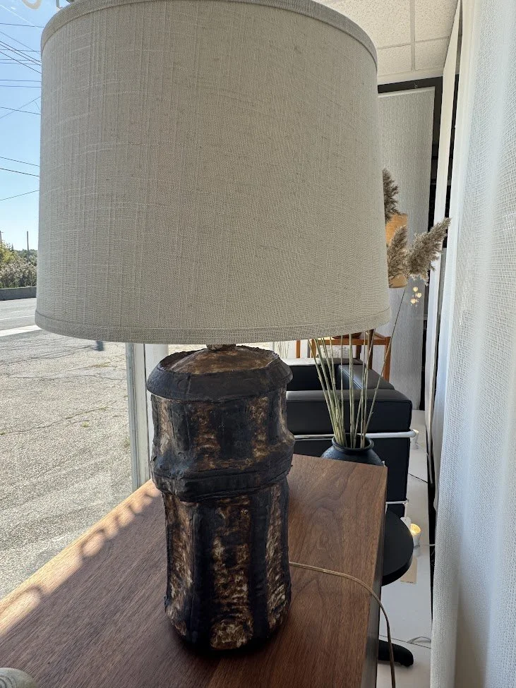 Vintage Handcrafted Ceramic Brutalist Style Table Lamp