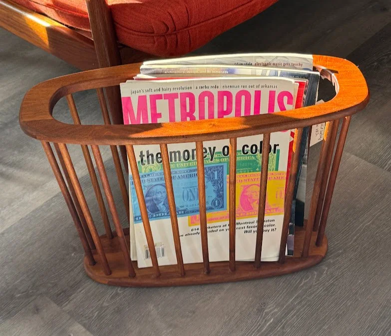Mid Century Solid Wood Magazine Holder