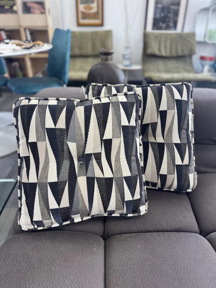 Pair of Square Geometric Pattern Pillows