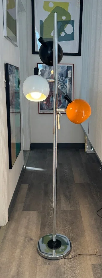 Three Head Multi Colored Eyeball Chrome  Floor Lamp