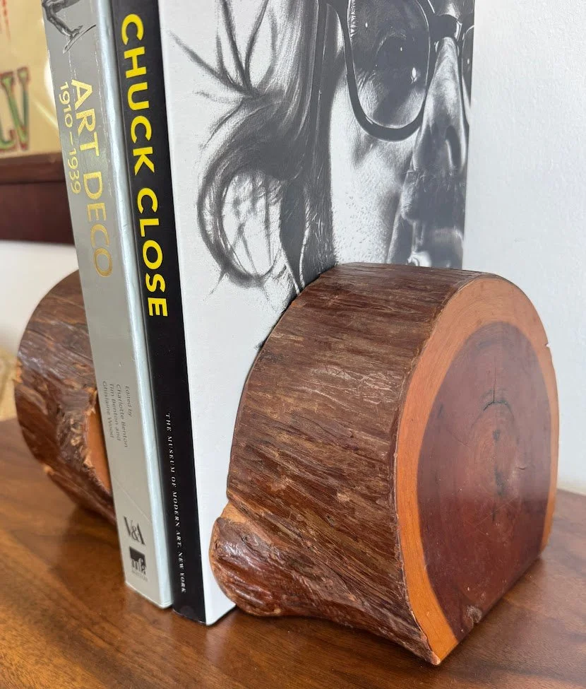 Pair of Natural Redwood Bookends