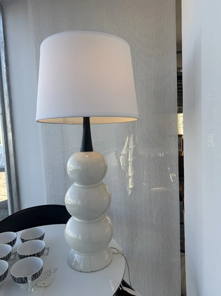 Mid Century White Tiered Ceramic Table Lamp