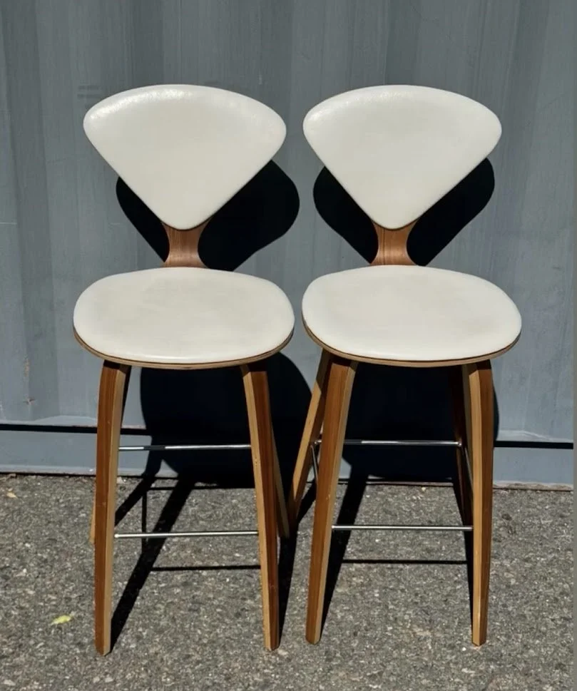 Pair of Norman Cherner Style Bent Plywood Bar Stools