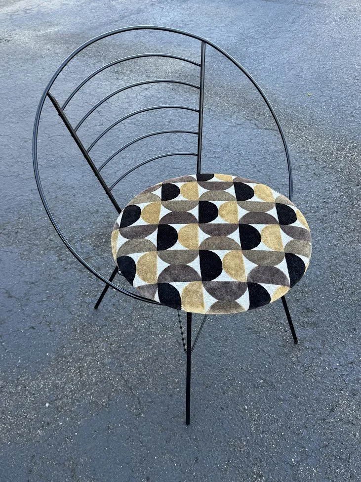Mid Century Metal Wire Hoop Chair Repainted and Reupholstered