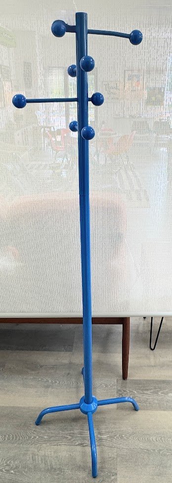 Vintage Post Modern Blue Coat Tree w Movable Arms